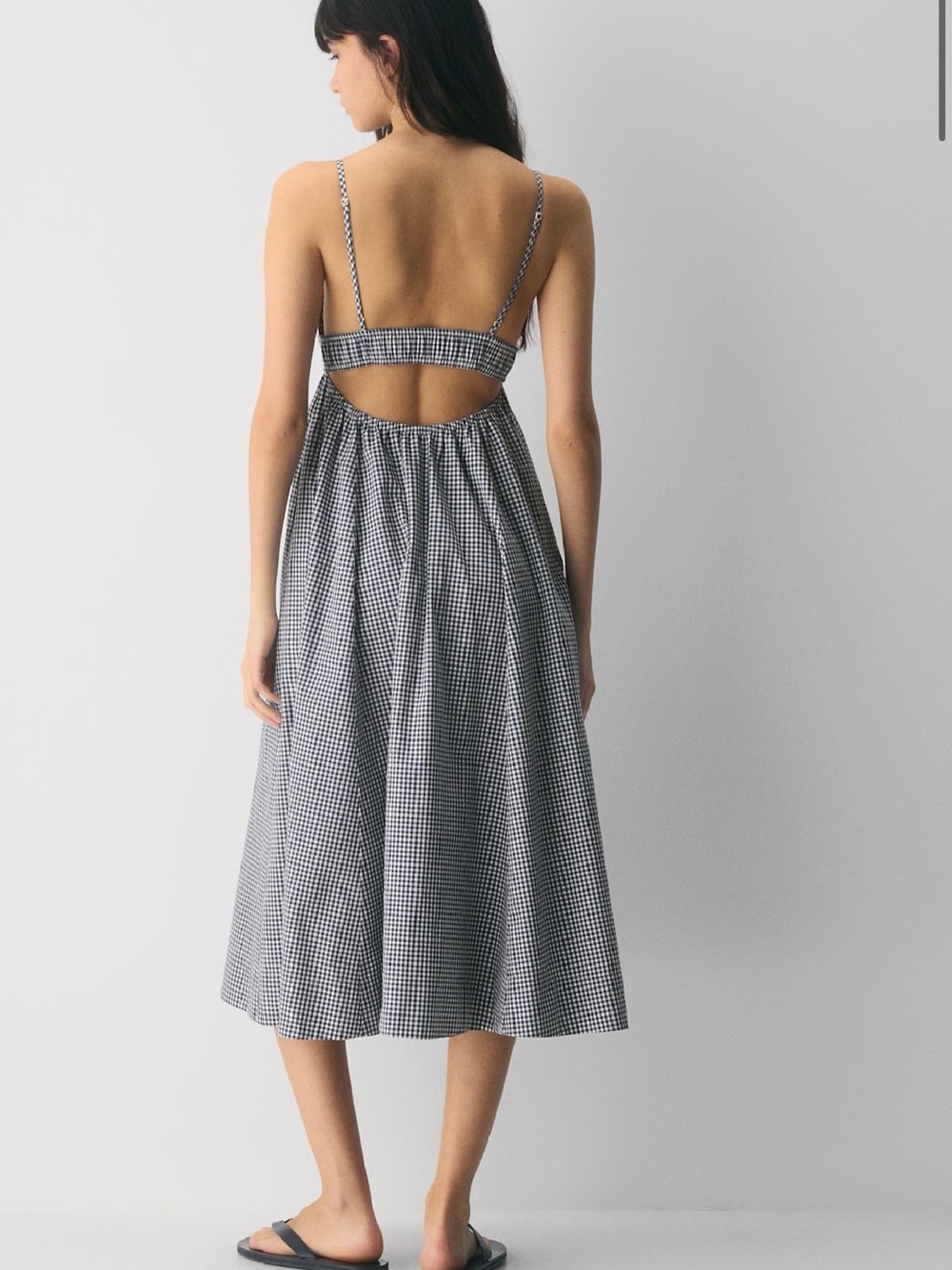 Wilfred Black and White Gingham V-Neck Midi Dress - Picture 2 of 7